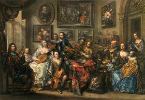 Flöte, Laute, Cello und Violine, Johann Georg Platzer 1704-1761, 1948 von Johann Georg Platzer