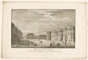 Ansicht des Bebelplatzes in Berlin mit der Alten Bibliothek und dem Alten Palais und der St.-Hedwigs-Kathedrale