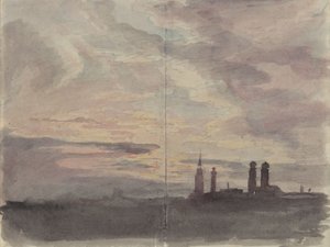 München: Abendhimmel über der Stadtsilhouette von Johann Georg von Dillis