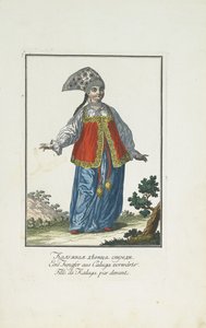 Ein Mädchen aus Kaluga in Festtagskleidung