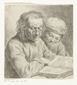 Mann und Junge lesen in einem Buch von Johann Gottlieb Glume