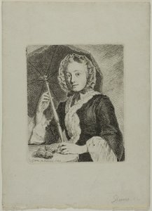 Frau mit Sonnenschirm (Mrs. Friedrich Christian Glume, Schwägerin des Künstlers) von Johann Gottlieb Glume