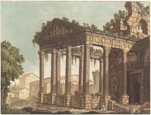 Der Tempel des Herkules in Cori von Johann Gottlieb Prestel, probably after Alessandro Moretti