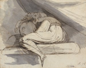 Sitzende Frau, zusammengerollt von Johann Heinrich Füssli
