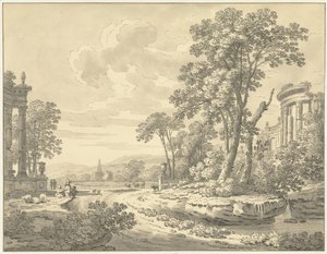 Italienische Landschaft mit Ruinen von Johann Heinrich Muntz