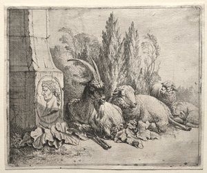 Büste am Fuße einer Pyramide von Johann Heinrich Roos