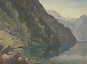 Bewaldetes Ufer am Königssee, erste Hälfte des 19. Jahrhunderts von Johann Heinrich Schilbach