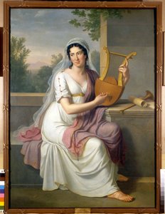 Porträt der spanischen Sängerin Isabelle Colbran (1785-1845) mit einer Lyra. Gemälde von Johan Heinrich Schmidt (1749-1829) 1817 Mailand, Museo del Teatro alla Scala von Johann Heinrich Schmidt