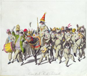 Prozession von König Punch während des römischen Karnevals, frühes 19. Jahrhundert