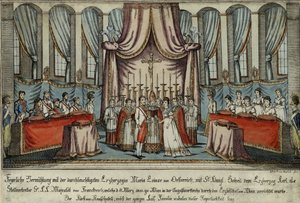 Marie-Louise heiratete Napoleon durch Stellvertreter in Wien, mit Erzherzog Karl als Stellvertreter für Napoleon, 18 von Johann Hieronymus Loeschenkohl