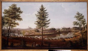 Fest im Pawlowsk-Palast, Sommerresidenz von Zar Paul I. Gemälde von Metterleir (1750-1825) 1790. Museum der Geschichte, Sankt Petersburg von Johann Jakob Mettenleiter