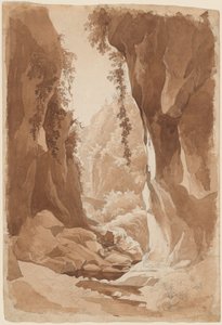 Klippen über einer Flussschlucht bei Sorrent (recto) von Johann Joachim Faber