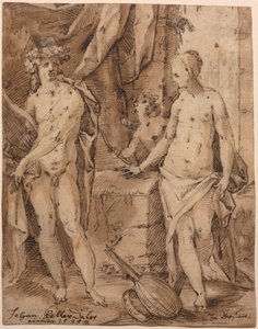 Apollo mit Erato und Amor