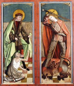 Heiliger Martin und der Bettler; und Heiliger Georg und der Drache - die Flügel eines Altars von Johann Koerbecke