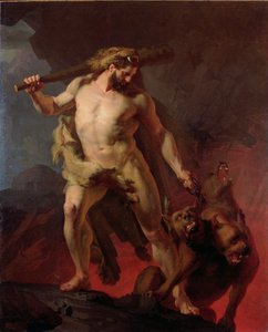 Herkules entfernt Cerberus von den Toren der Hölle, 1855 von Johann Koler