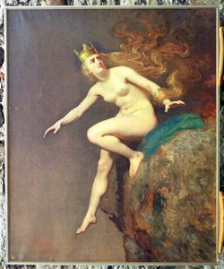 Lorelei, eine Studie für das Gemälde Der Fluch der Lorelei durch die Mönche, 1887 von Johann Koler