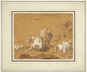 Landschaft mit Kühen und Ziegen von Johann Melchior Roos