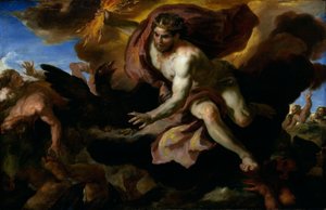Jupiter schleudert seine Blitze auf die rebellischen Riesen, ca. 1690-95 von Johann Michael Rottmayr