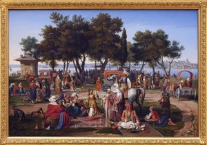 Süßwasser von Asien in Konstantinopel (heutiges Istanbul, Türkei). Gemälde von Johann Michael Wittmer (1802-1880) von Johann Michael Wittmer