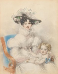 Prinzessin Henrietta von Nassau-Weilburg 1797-1829 mit Tochter Maria, 1829 von Johann Nepomuk Ender