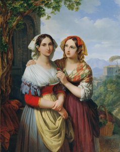 Zwei Mädchen in einer Landschaft