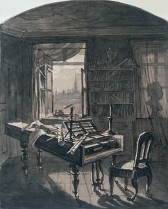 Beethovens Zimmer zum Zeitpunkt seines Todes, 1827 von Johann Nepomuk Hoechle