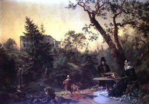 Familiengruppe im Garten eines Landhauses von Johann Nepomuk Rauch