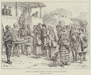 Hungersnot in Montenegro, Flüchtlinge auf ihrem Weg nach Serbien von Johann Nepomuk Schonberg