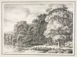 Waldlandschaft mit See von Johann Nepomuk Strixner