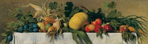 Stillleben mit Obst und Gemüse auf weißem Tischtuch von Johann Peter Krafft