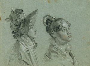 Zwei weibliche Studien zu "Rückkehr des Kaisers Franz aus Pressburg" von Johann Peter Krafft