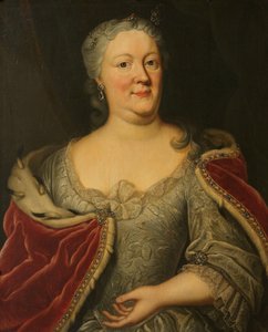 Porträt von Maria Louisa von Hessen-Kassel, genannt Maaike-Meu. Witwe des Statthalters von Friesland John Willem Friso, Prinz von Oranien-Nassau