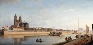 Magdeburg an der Elbe - Blick von Osten nach Westen, 1853 von Johann Philipp Eduard Gartner