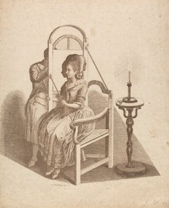 Künstler zeichnet die Silhouette einer Frau von Johann Rudolph Schellenberg