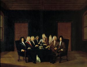 Spanischer Erbfolgekrieg: Die Plenipotentiaries um den Marschall Herzog von Villars und Prinz Eugen von Savoyen-Carignan beim Friedenskongress in Borden, 1714