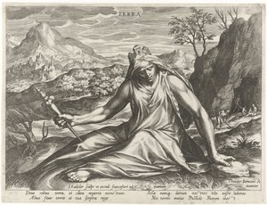 Erde personifiziert durch die Göttin Kybele von Johann Sadeler (I)