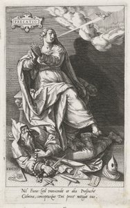 Gebet (Precatio) überwindet Heuchelei (Fucus) (Serie: Die Tugenden überwinden die Laster) von Johann Sadeler (I)