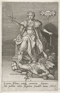 Gerechtigkeit (Justitia) überwindet Gewalt (Violentia) Die Tugenden überwinden die Laster (Serientitel)