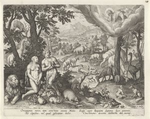 Gott der Vater segnet Adam, Eva und die Tiere von Johann Sadeler (I)