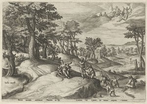 Leto (Latona) verwandelt die Lycier in Frösche von Johann Sadeler (I)