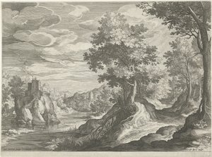 Flusslandschaft mit einer Burg