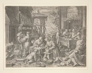Der reiche Mann und Lazarus von Johann Sadeler I