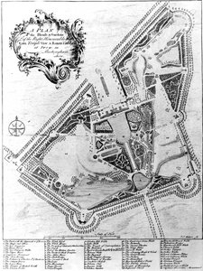 Ein Plan des Hauses und der Gärten in Stowe, Buckinghamshire