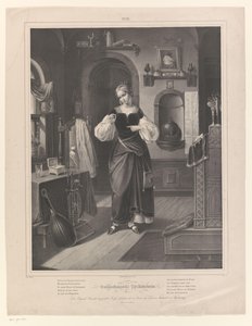 Interieur mit Frau mit Ring in der Hand von Johann Sprick