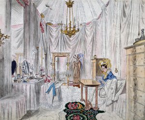Ankleidezimmer der Kaiserin Carolina Augusta im Schloss von Wien, Aquarell auf Papier von Johann Stephan Decker