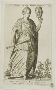 Kalliope, Muse der epischen Dichtung, Platte 12 aus Parnassus Biceps von Johann Theodor de Bry