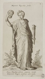 Melpomene, Muse der Tragödie, Tafel 8 aus Parnassus Biceps