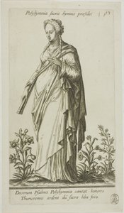 Polyhymnia, Muse der Hymnen, Platte 13 aus Parnassus Biceps von Johann Theodor de Bry