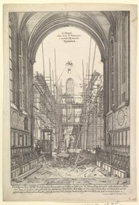 Ansicht der Franziskanerkirche in Nürnberg im Wiederaufbau, aus der Serie V....n.d. von Johann Ulrich Kraus