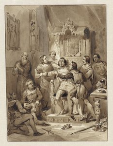 Graf Wilhelm V. wird wahnsinnig und ermordet Gerrit van Wateringen, 1357 von Johann Wilhelm Kaiser (I)